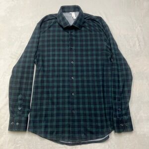 State and Liberty Button Down Mens Large Green Plaid Athletic Fit Performance L